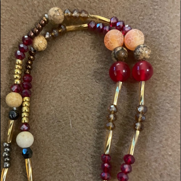 2/35 or $25 Partially Upcycled Necklace - Handmade with glass, crystal, & stones - Picture 4 of 5